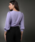 Front Slanted Pleated Lavender Half Sleeve Top